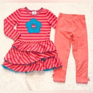 HANNA ANDERSSON SET SIZE 110 Girls 5 5T Ruffle Up stripe twirl dress w leggings